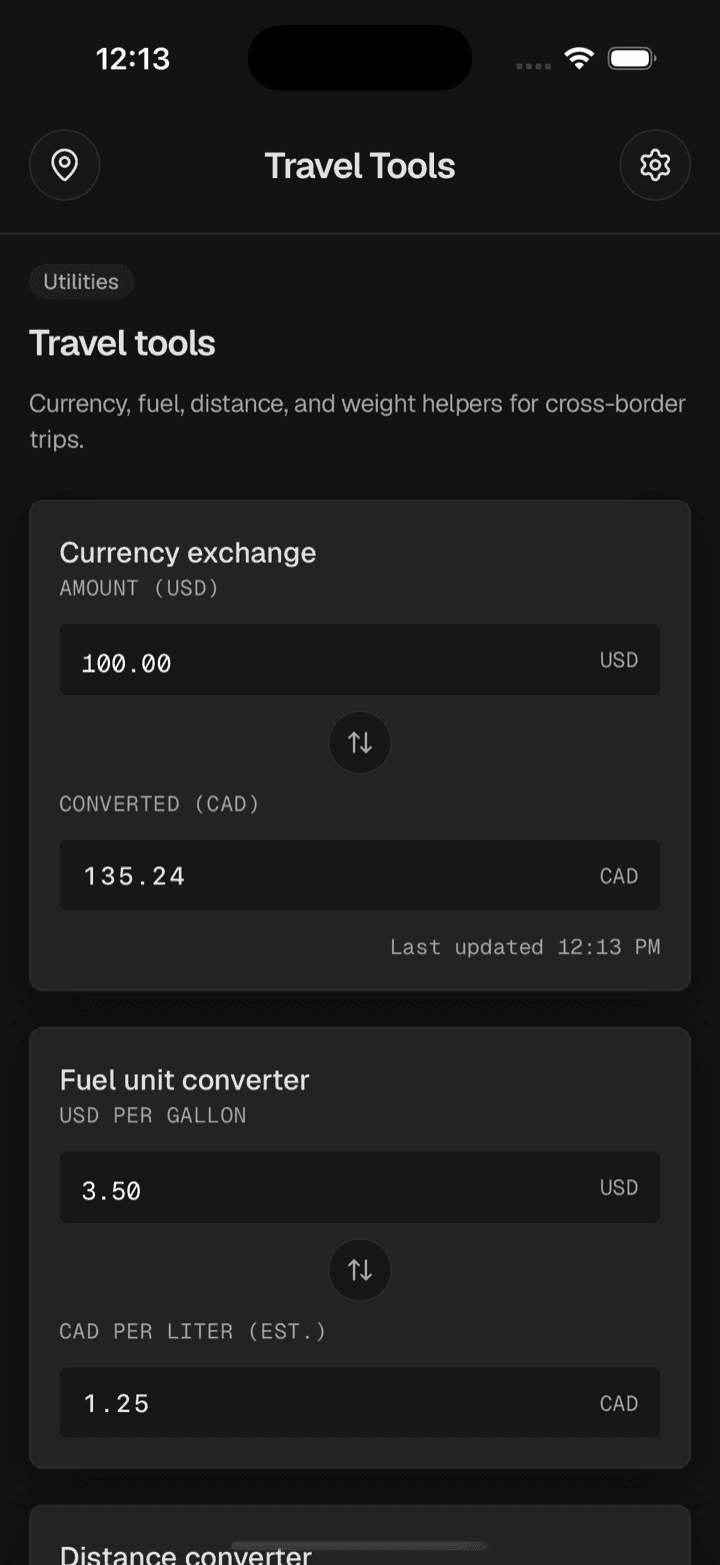 Tools — Utilities that support planning around the border.