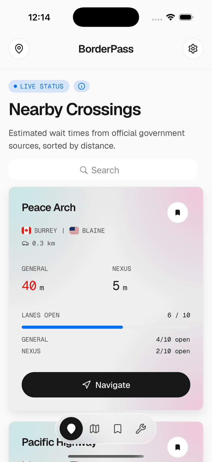 Port from list — Open a nearby port for more detail before you leave.