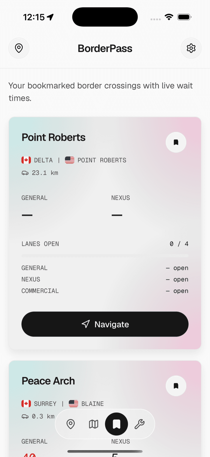 Saved — Keep favorite crossings handy for the next trip.