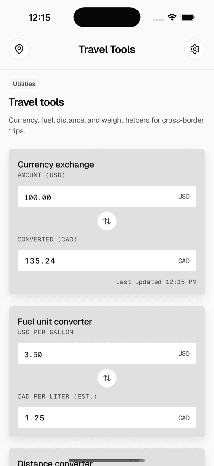 Tools — Utilities that support planning around the border.